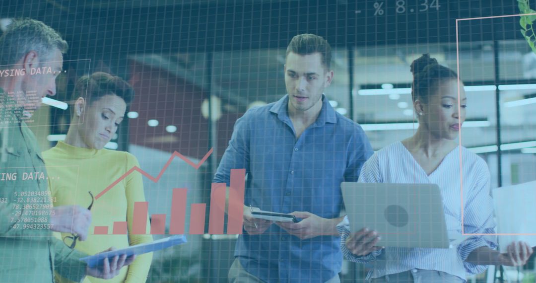 Team Collaborating on Financial Strategy with Digital Technology