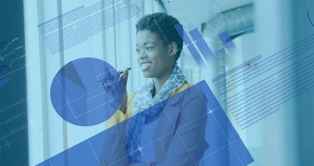 Businesswoman Analyzing Data with Futuristic Graphics