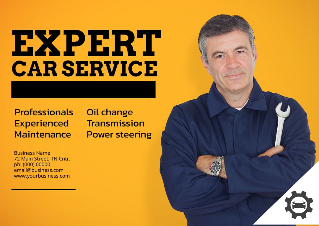 Confident Mechanic Holding Wrench Representing Expert Car Services