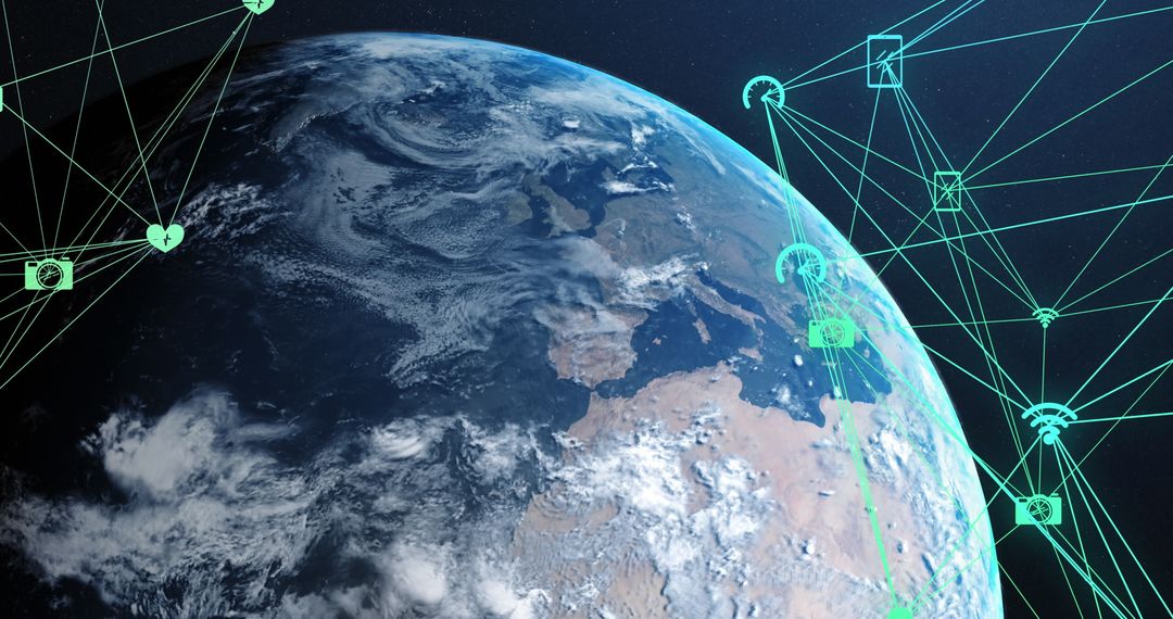 Digital Connections Around Earth Symbolizing Global Technology