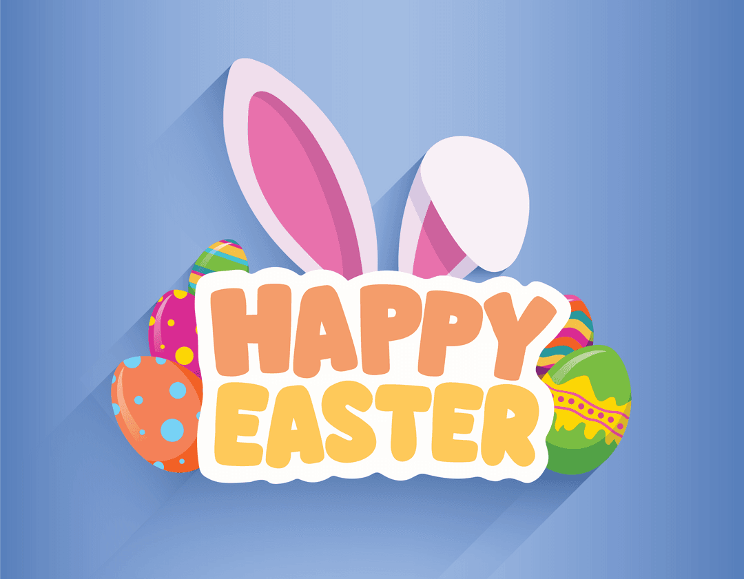 Transparent Easter Celebration with Easter Eggs and Bunny Ears