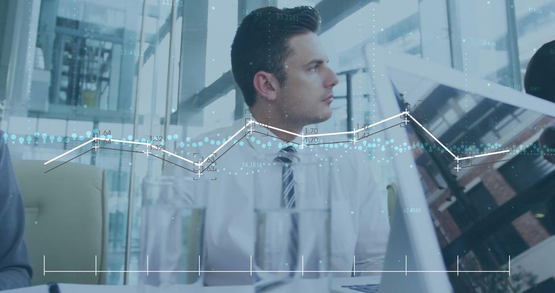 Businessman Analyzing Growth Strategy in Modern Office Environment