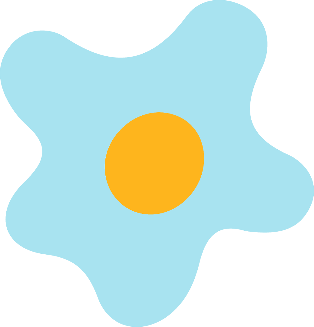 Abstract Blue Splash Shape with Yellow Center on Transparent Background