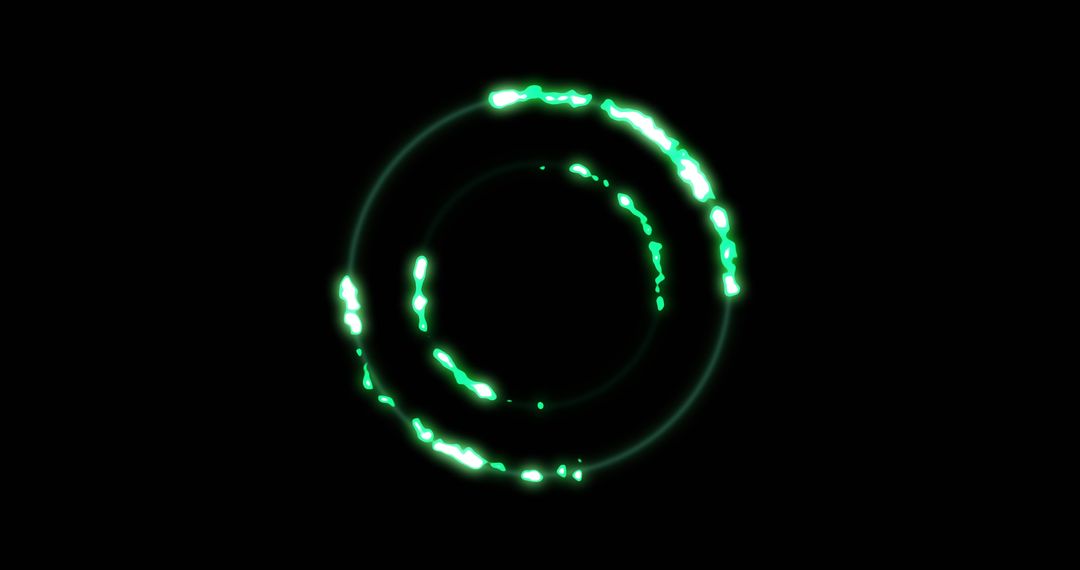 Glowing Green Circular Patterns on Black Background