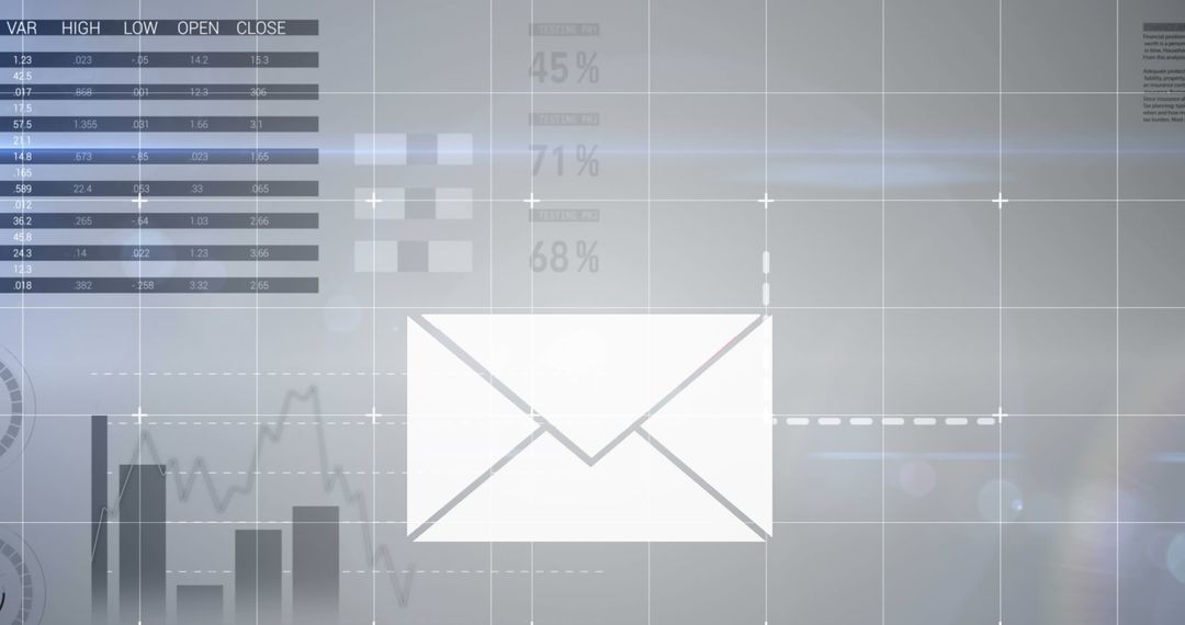 Envelope Icon on Transparent Financial Data Interface