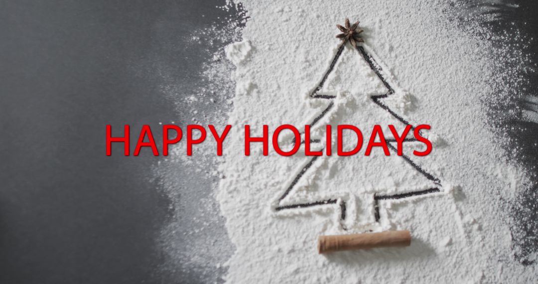 Festive Message on Flour Tree with Cinnamon Stick