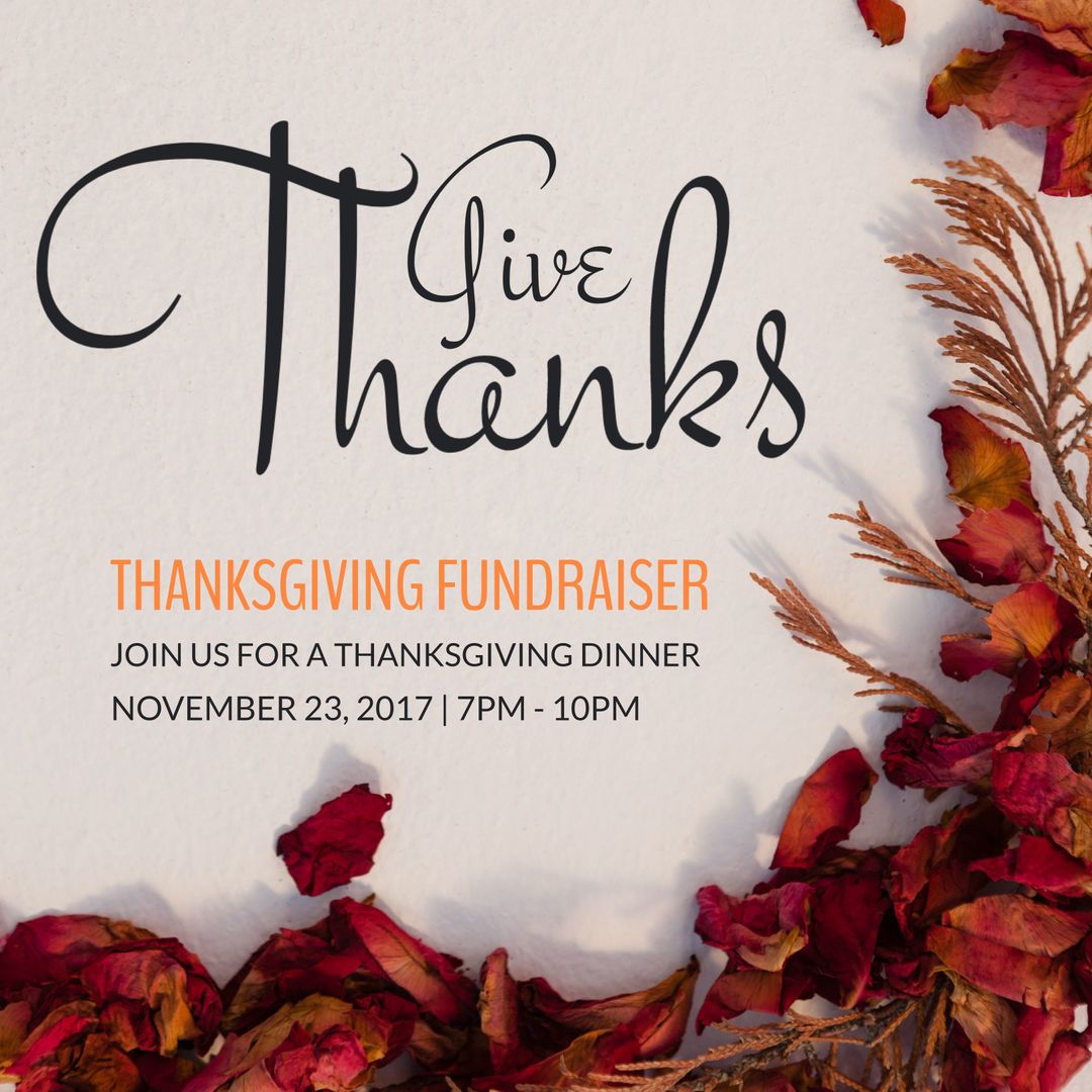Thanksgiving Fundraiser Invitation with Autumn Leaves