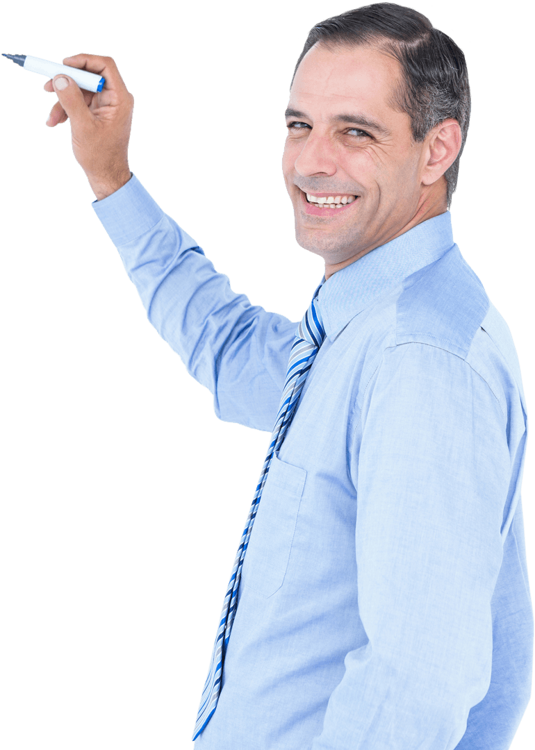 Transparent Background Smiling Man Writing with Marker - Download Free Stock Images Pikwizard.com