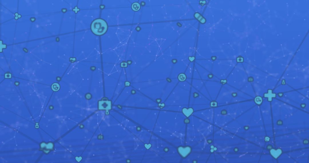 Digital Health Network with Data Connections on Blue Background