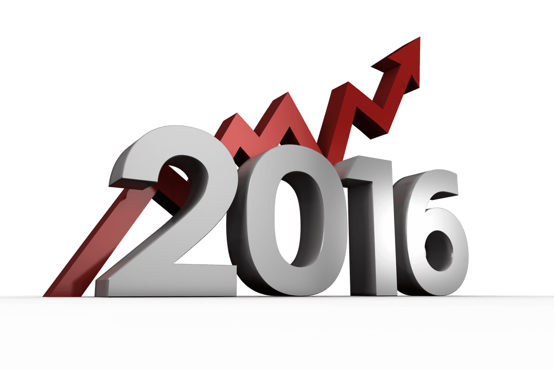 2016 Celebratory Text with Red Arrow Transparent Background