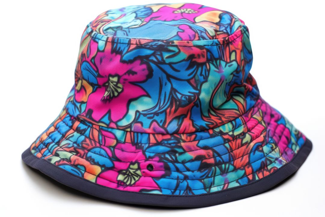Colorful Floral Patterned Bucket Hat - Free Images, Stock Photos and Pictures on Pikwizard.com