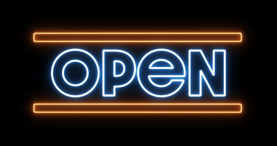 Glowing Open Sign with Neon Lights