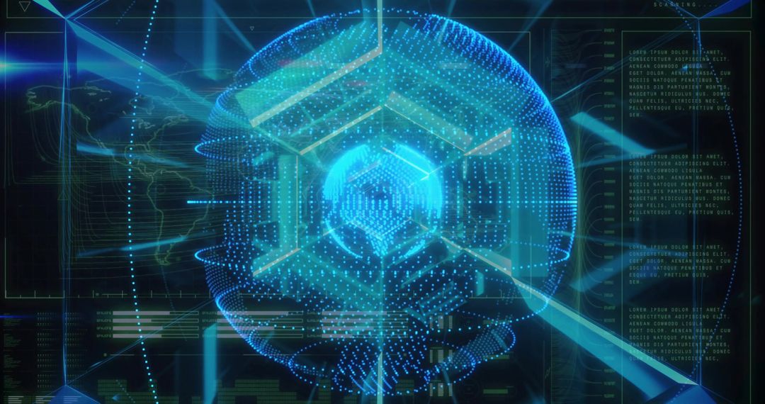 Futuristic Holographic Globe and Digital Innovation Interface