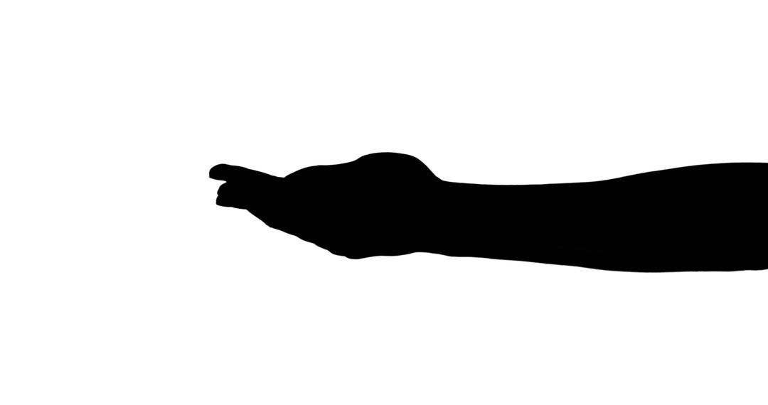 Silhouette of outstretched hand against white background - Free Images, Stock Photos and Pictures on Pikwizard.com