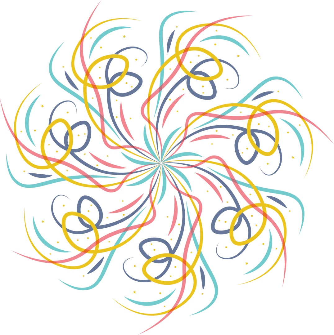 Vibrant Swirl Shapes on Transparent Background