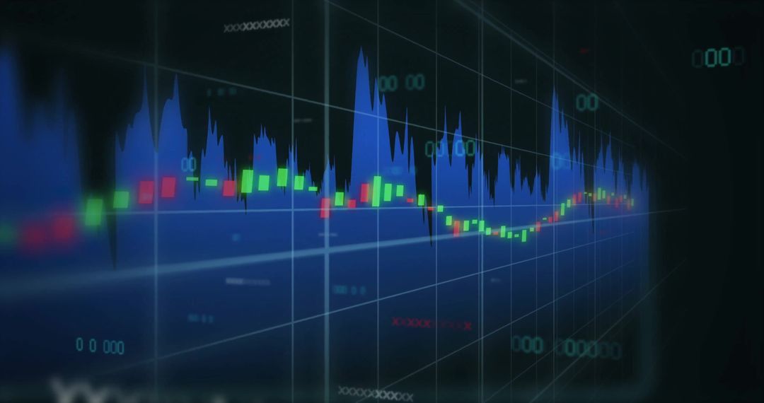 Futuristic Candlestick Chart on 3D Digital Dashboard