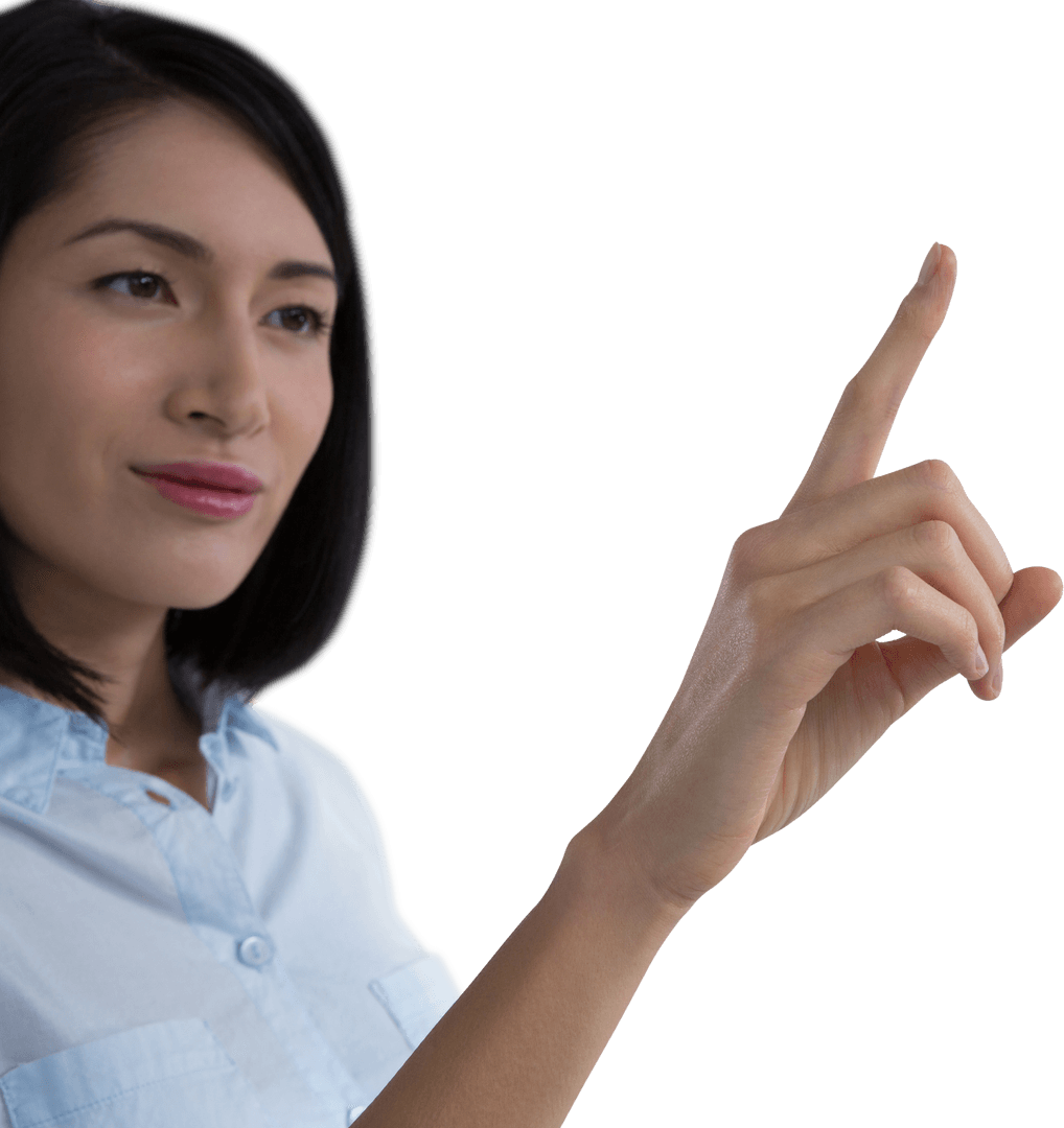 Transparent Image Woman Interface Hand Gesture Focused Future