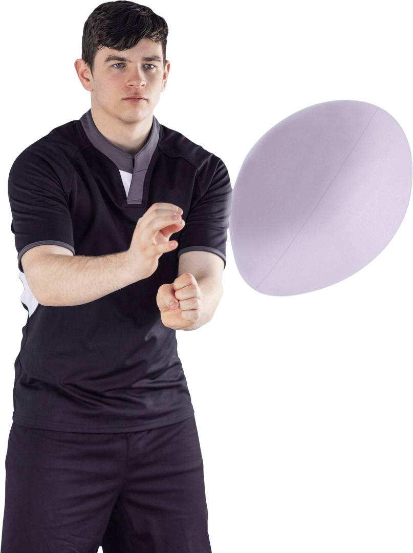 Transparent Rugby Player Throwing Ball in Action Pose