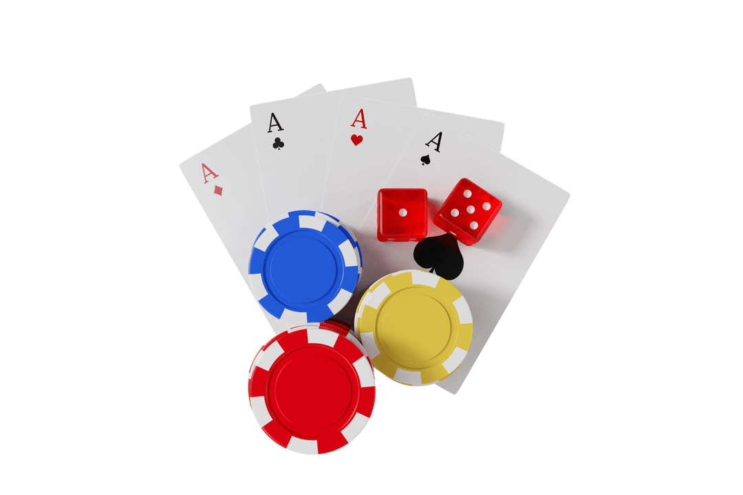 Transparent Playing Cards with Casino Chips and Dice