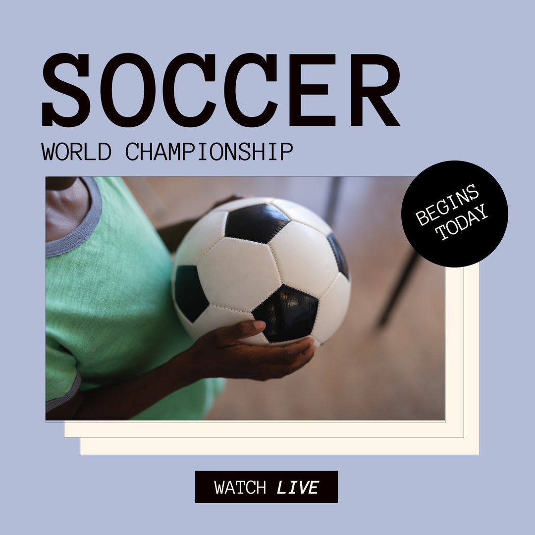 Soccer World Championship Poster With Boy Holding Ball - Download Free Stock Templates Pikwizard.com