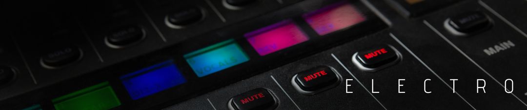 Close-Up of Sound Mixer with Illuminated Buttons for Electro Beats