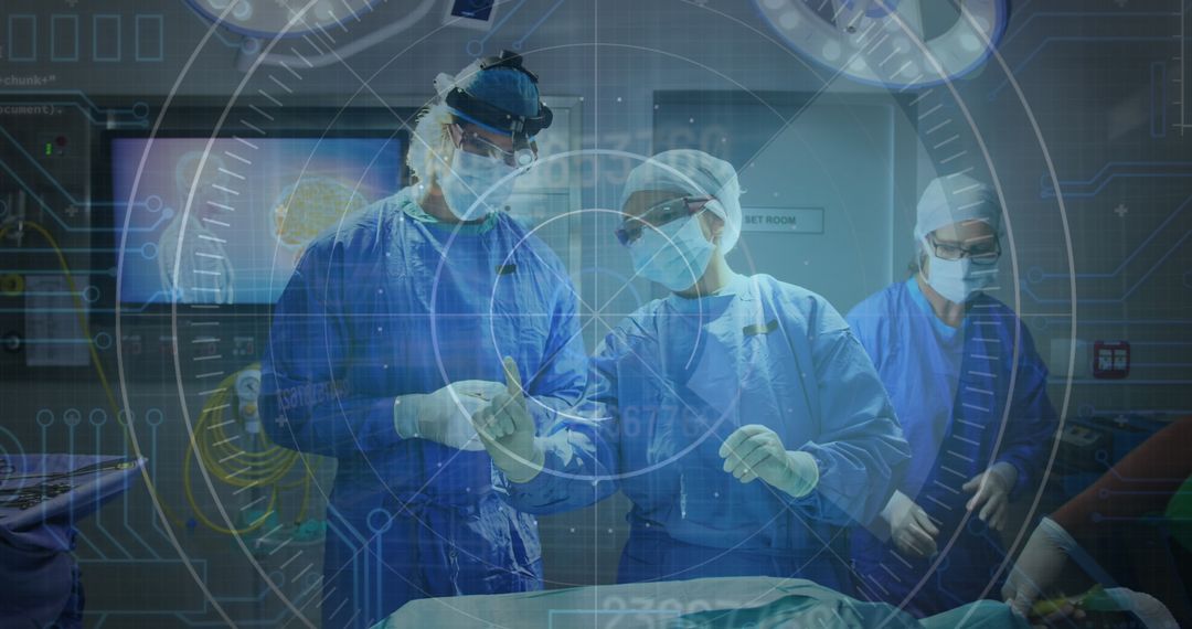 Advanced Surgery Team Analyzing Digital Healthcare Solutions