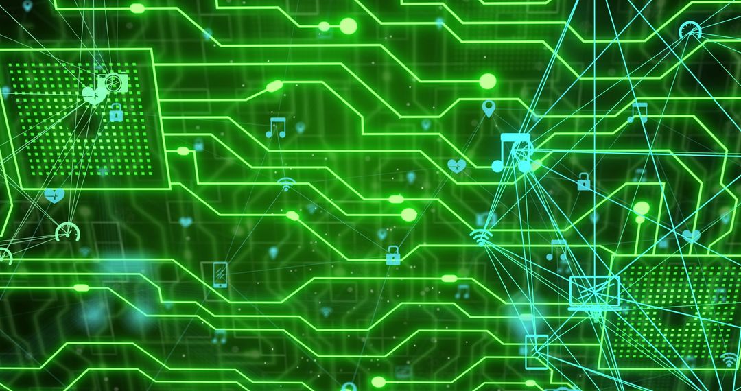 Digital Interface Concept with Green Circuit Background