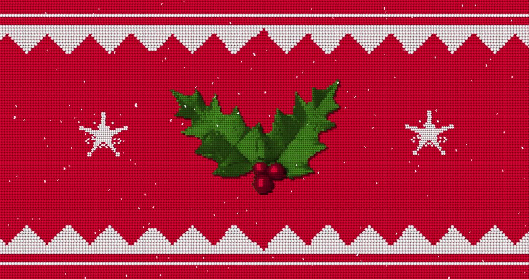 Festive Red Christmas Pattern with Moving Holly and Stars - Free Images, Stock Photos and Pictures on Pikwizard.com