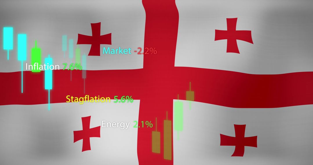 Economic Data Visualization on Georgia Flag Illustration