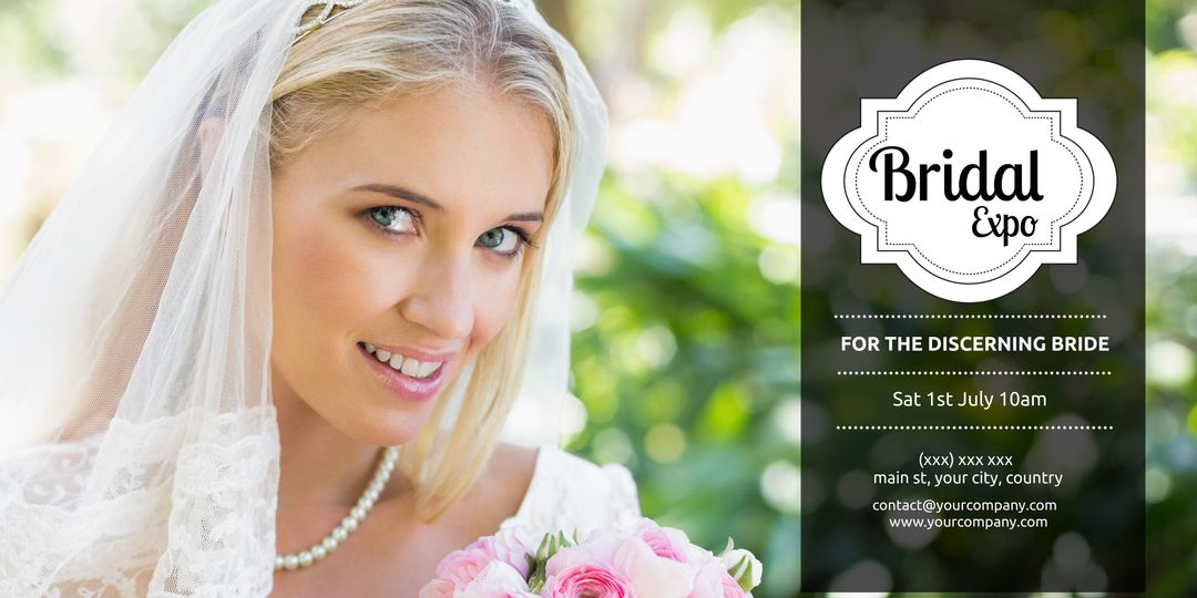 Beautiful Bride with Bouquet for Bridal Expo Promotion - Download Free Stock Templates Pikwizard.com