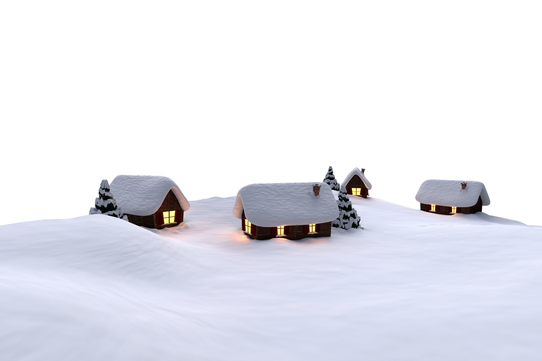 Christmas Snow-Covered Houses with Lights on Transparent Background - Download Free Stock Images Pikwizard.com