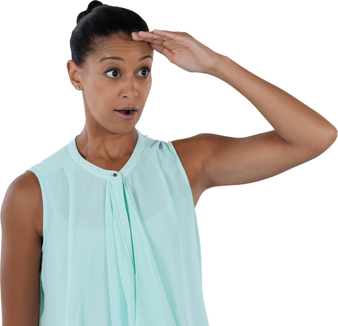 Transparent Background of Businesswoman Looking with Curiosity