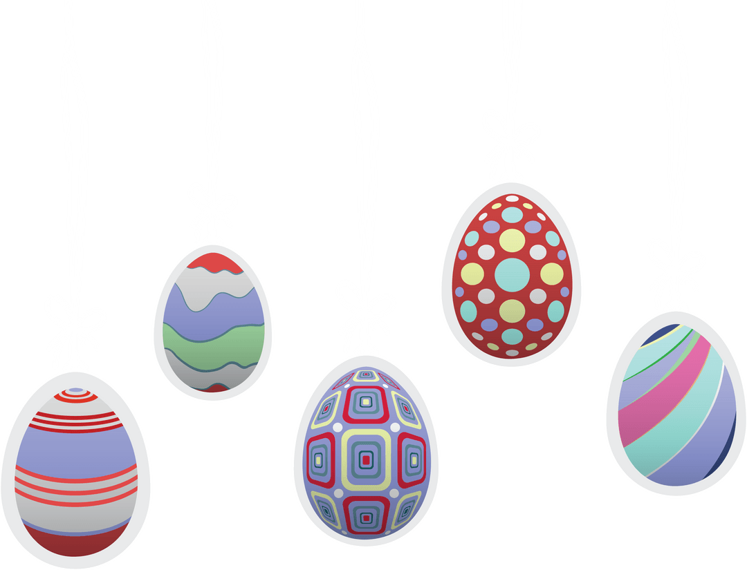 Colorful Hanging Easter Eggs Vector Transparent Background