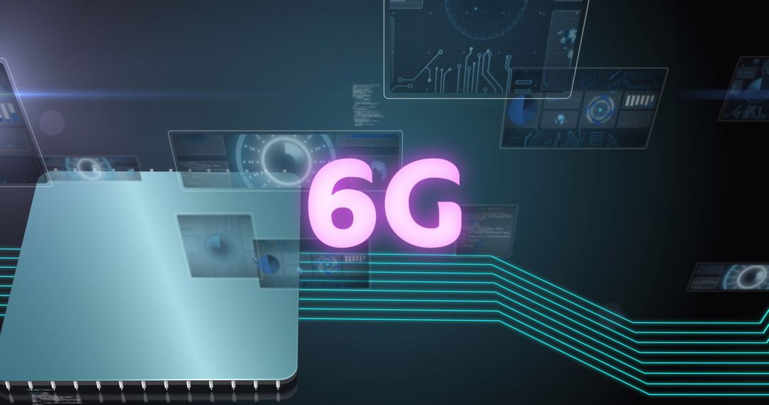 Futuristic 6G Technology Concept with Data Interface Background