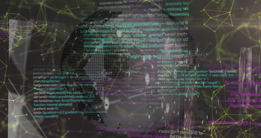 Glowing Global Network with Code Overlays in Dark Space