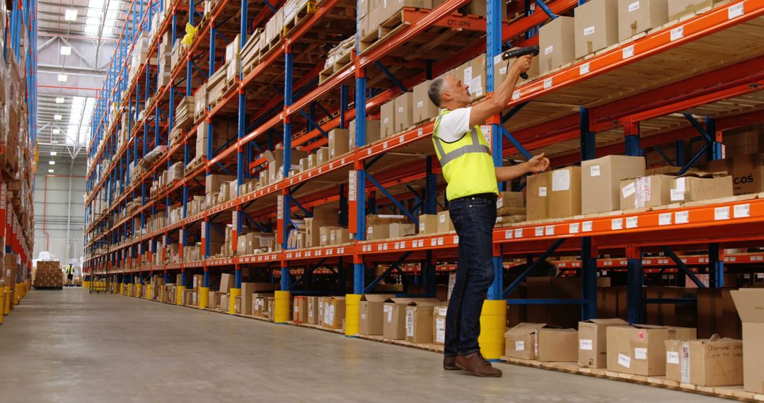 Warehouse Worker Scanning Inventory with Handheld Device - Free Images, Stock Photos and Pictures on Pikwizard.com