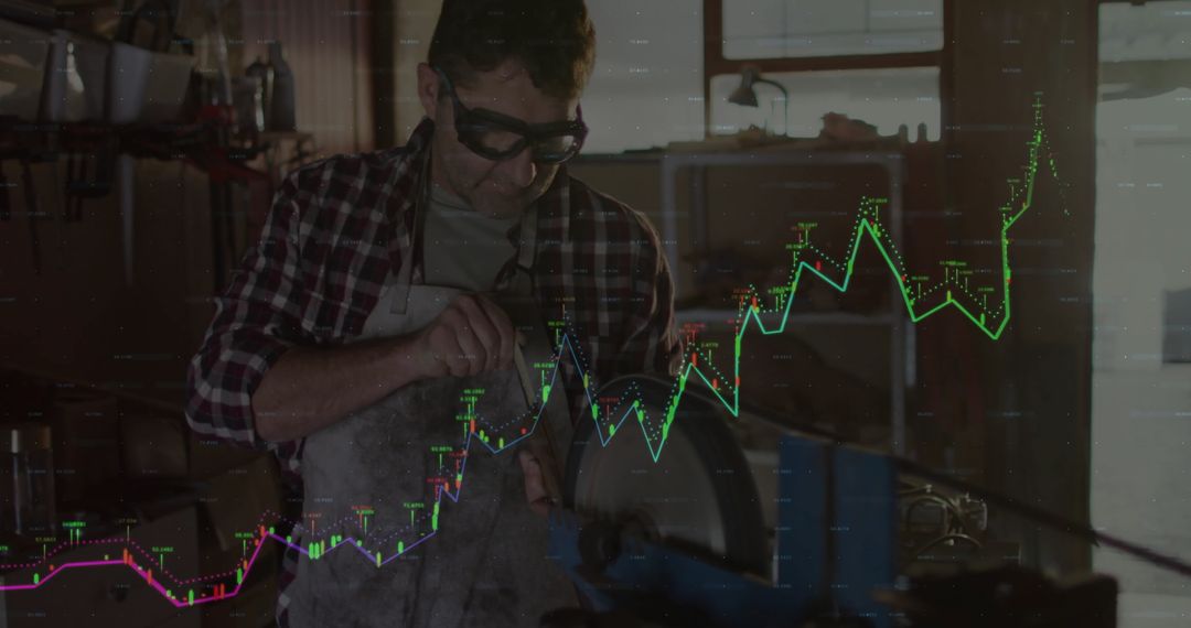 Craftsman Including Digital Chart Overlay in Workshop Setting