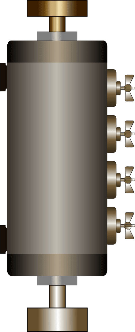 Metallic Vessel with Valves on Transparent Background