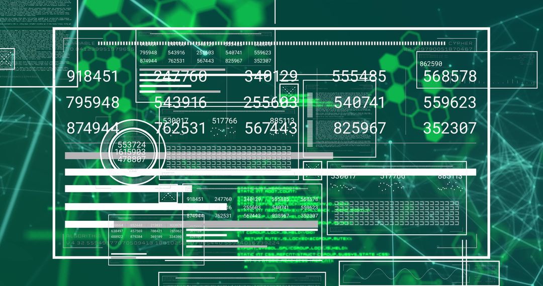 Futuristic Digital Interface with Dynamic Numbers and Data Streams