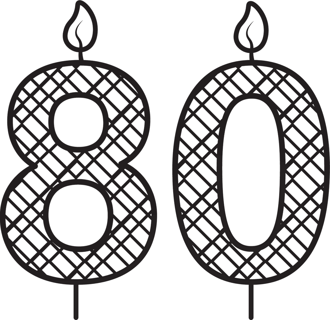Transparent 80th Birthday Candle Decorative Pattern Design