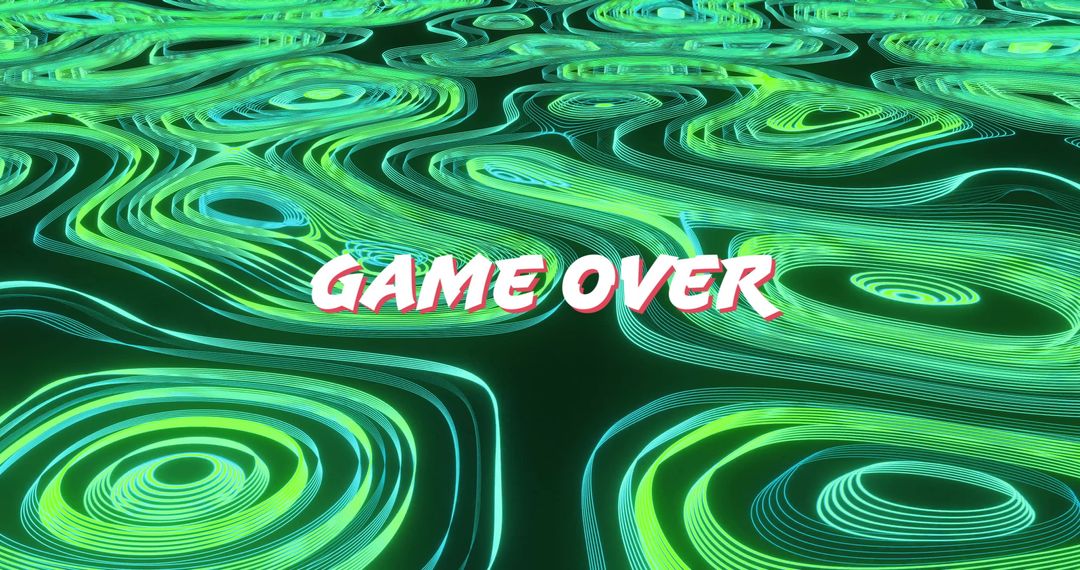 Game Over Text with Digital Light Trails Background