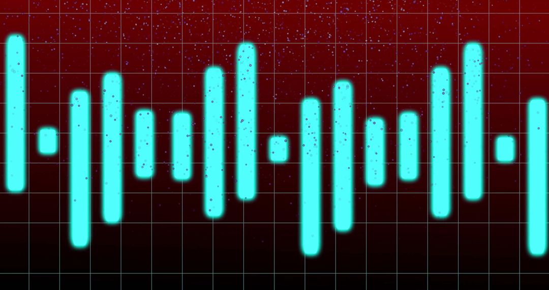 Glowing Cyan Audio Waveform on Futuristic Red Grid