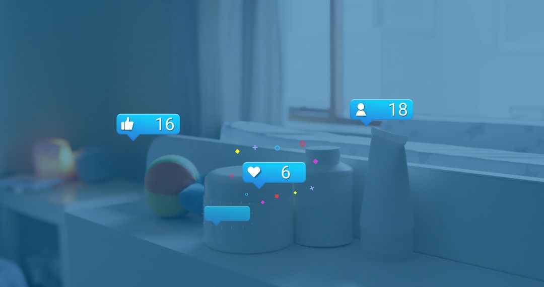 Decorative Modern Room with Social Media Overlays