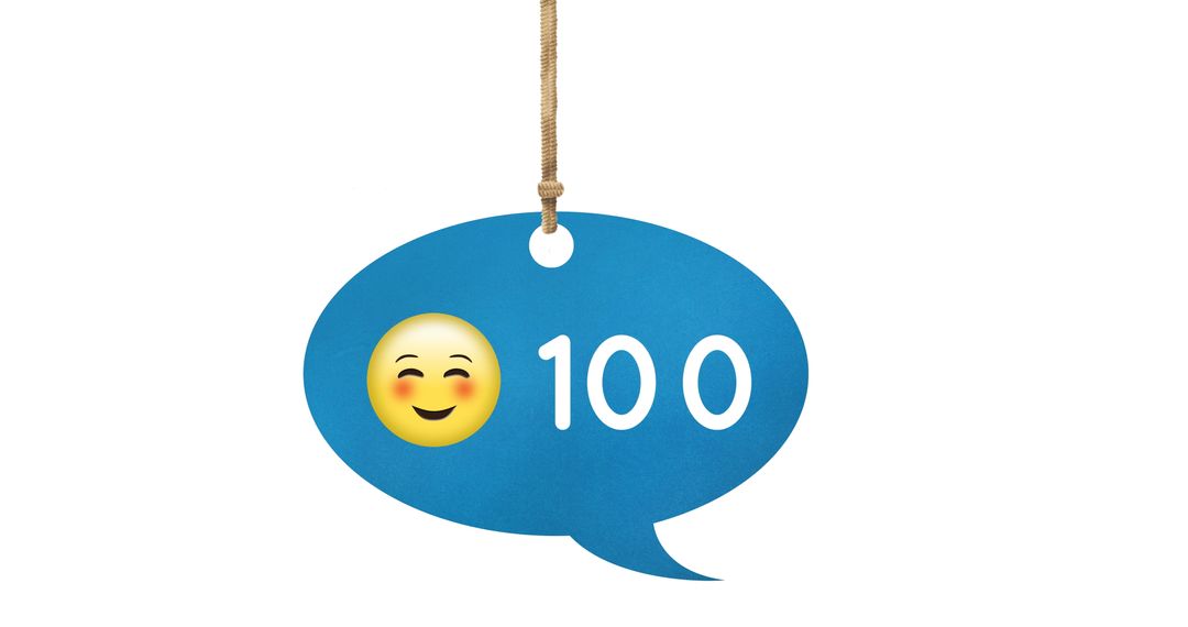 Smiling Emoji with Numbered Speech Bubble on White