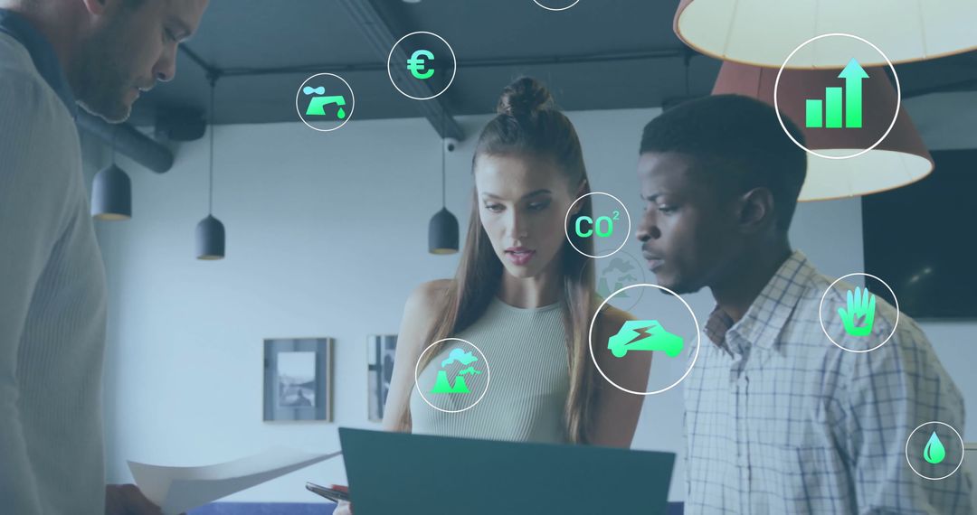 Diverse Team Collaborating on Eco-Friendly Business Solutions