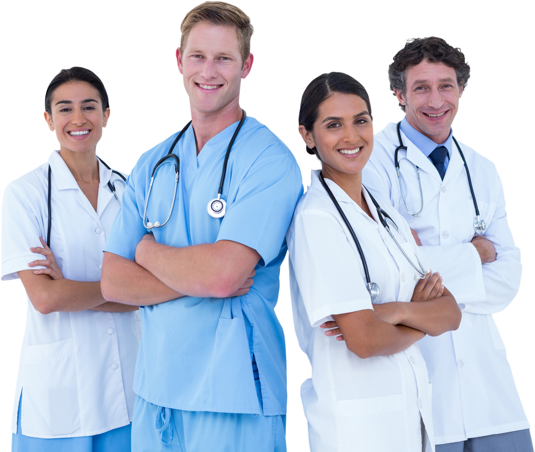 Team of Transparent Happy Doctors Standing with Arms Crossed - Download Free Stock Images Pikwizard.com