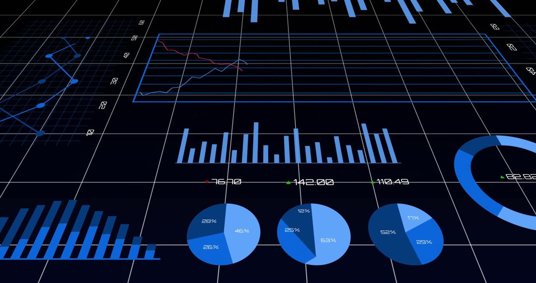 Digital Financial Data Visualization Over Dark Background