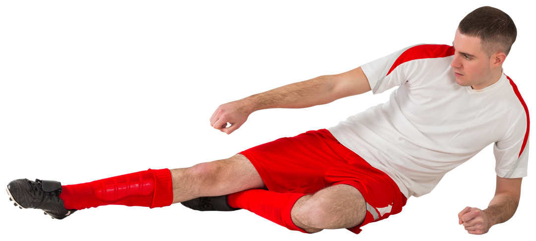 Transparent Fit Football Player Kicking Passionately Dressed in Red - Download Free Stock Images Pikwizard.com