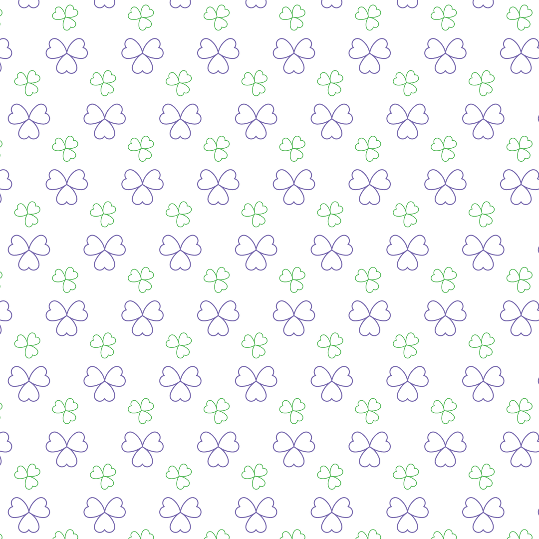 Green and Purple Shamrock Pattern on Transparent Background Vector