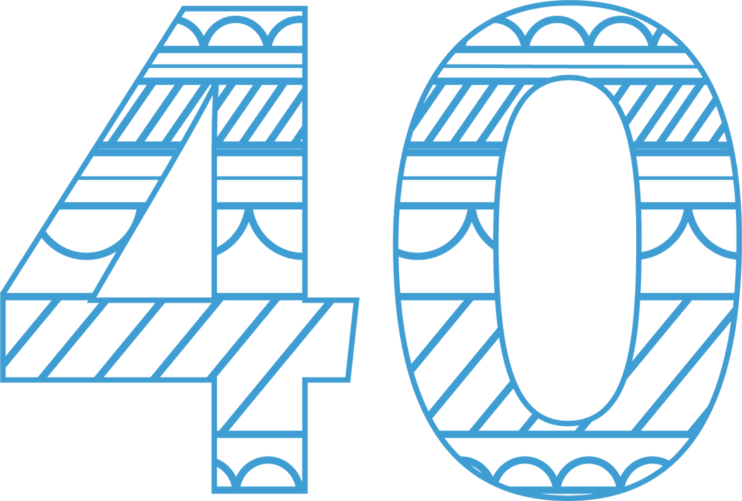 Decorative Blue Number 40 with Transparent Pattern for Celebrations